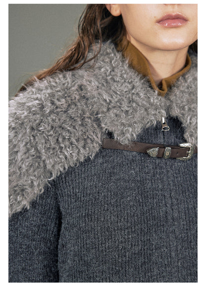 Valeria Knit Jacket - Women's Shearling Detailed Knit Zip-up Jacket