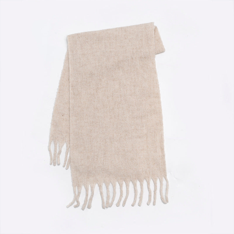 Wool Scarf - Women’s Wool Blend Fringe Chunky Oversized Scarf