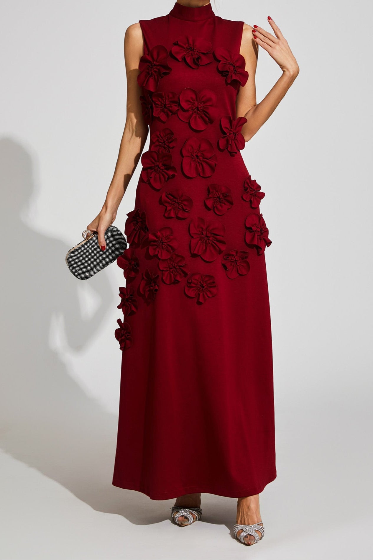 Kathleen Sleeveless 3D Floral Dress