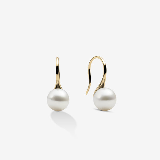 Fish Hook Earrings featuring pearl design and gold finish.