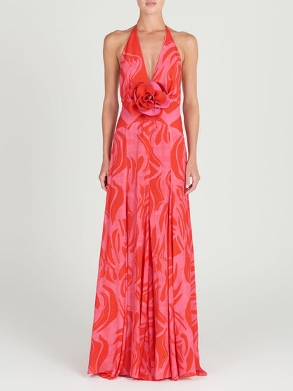 Rose Halter Maxi Dress