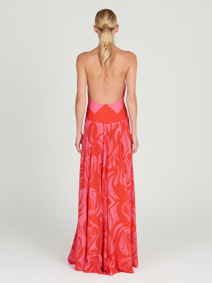 Rose Halter Maxi Dress