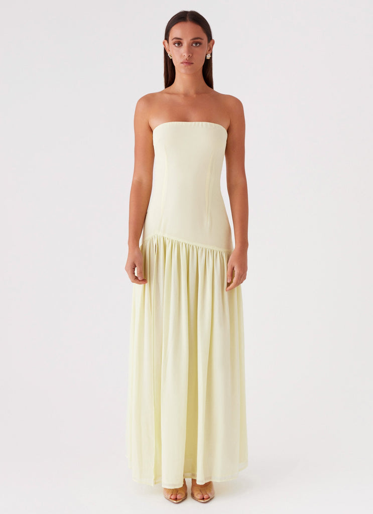 Strapless Maxi Dress - Womens Strapless Neckline Side Front Split Maxi