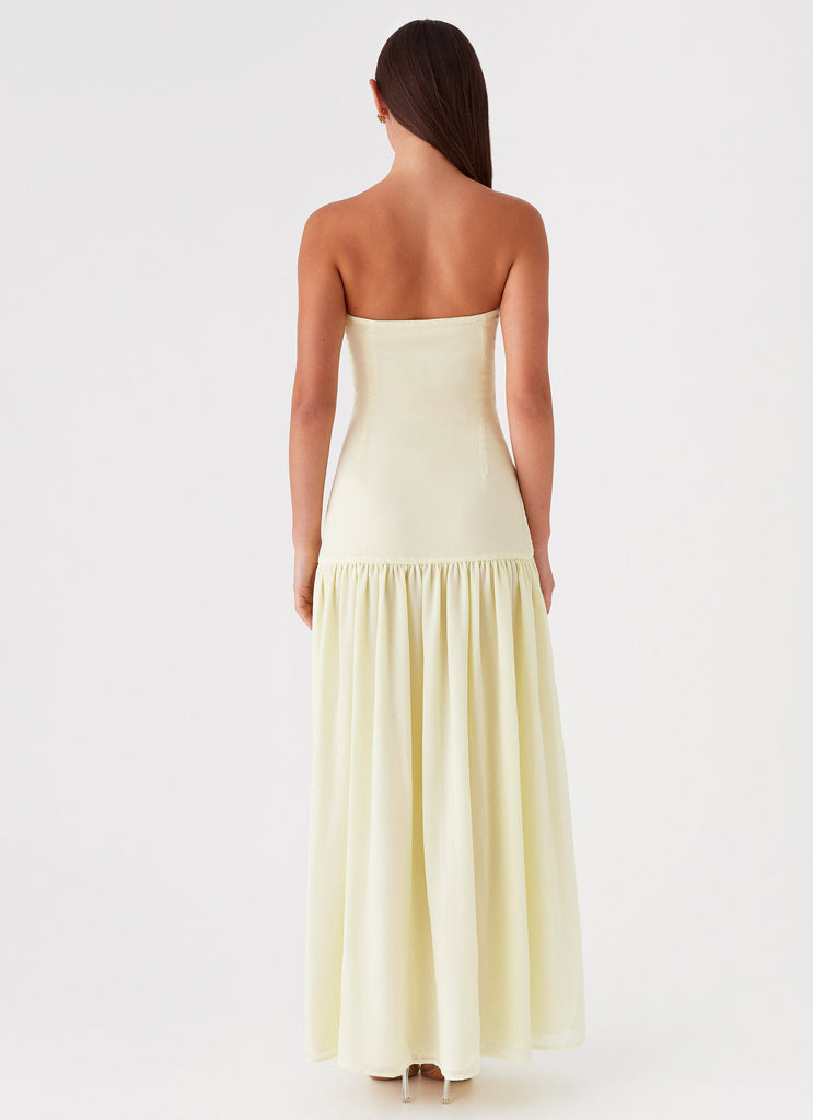 Strapless Maxi Dress - Womens Strapless Neckline Side Front Split Maxi