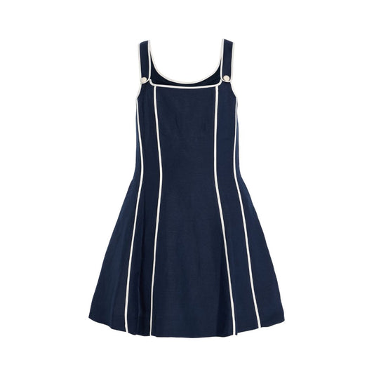 Capri Contrast Piping Linen Dress