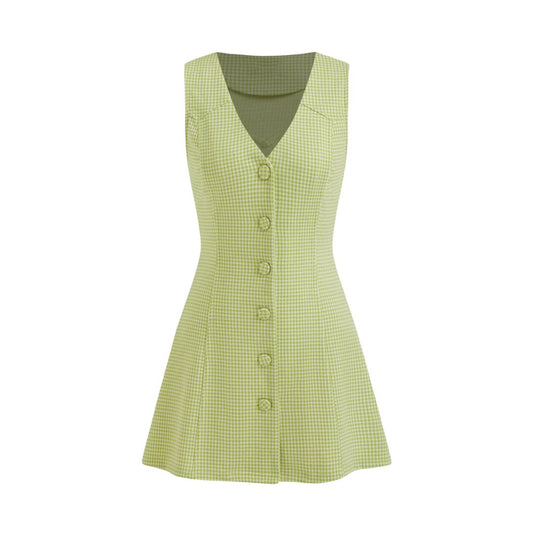 Verbena Houndstooth Gingham Mini Dress