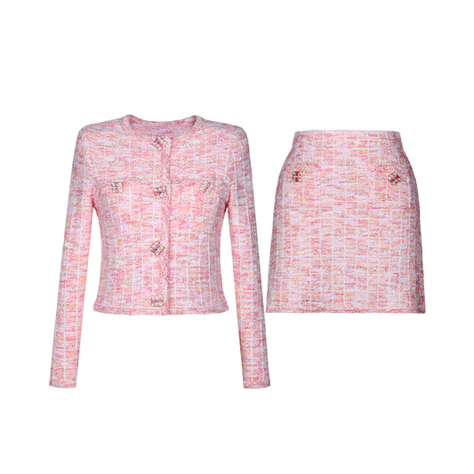 Fran Check Pattern Embellished Co-ord Skirt Set