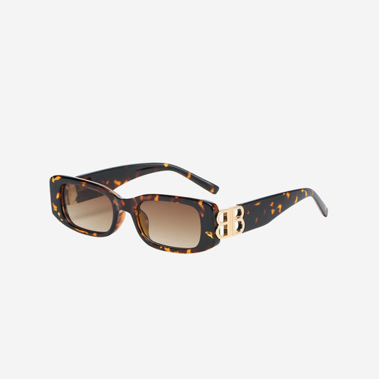 Rectangular Sunglasses - Women's Gold Accent Modern Sunglasses