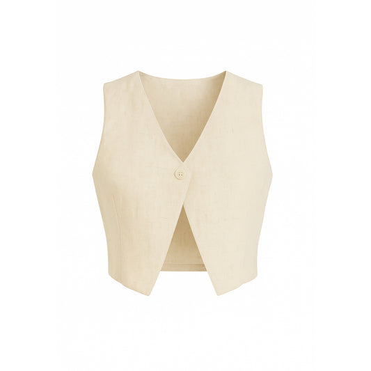Fiorella Buttoned Linen Vest