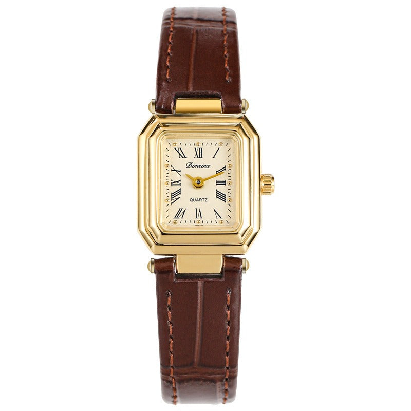 Dariana Leather Strap Square Watch
