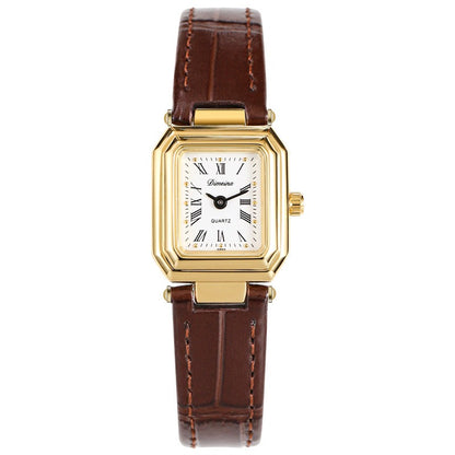 Dariana Leather Strap Square Watch