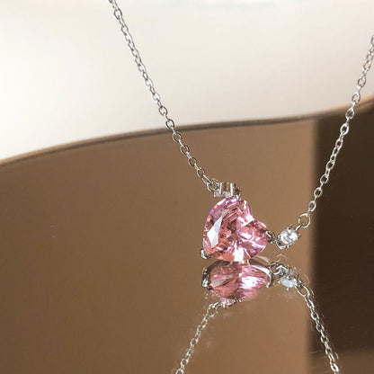 Zavia 925 Sterling Silver Pink Heart Necklace