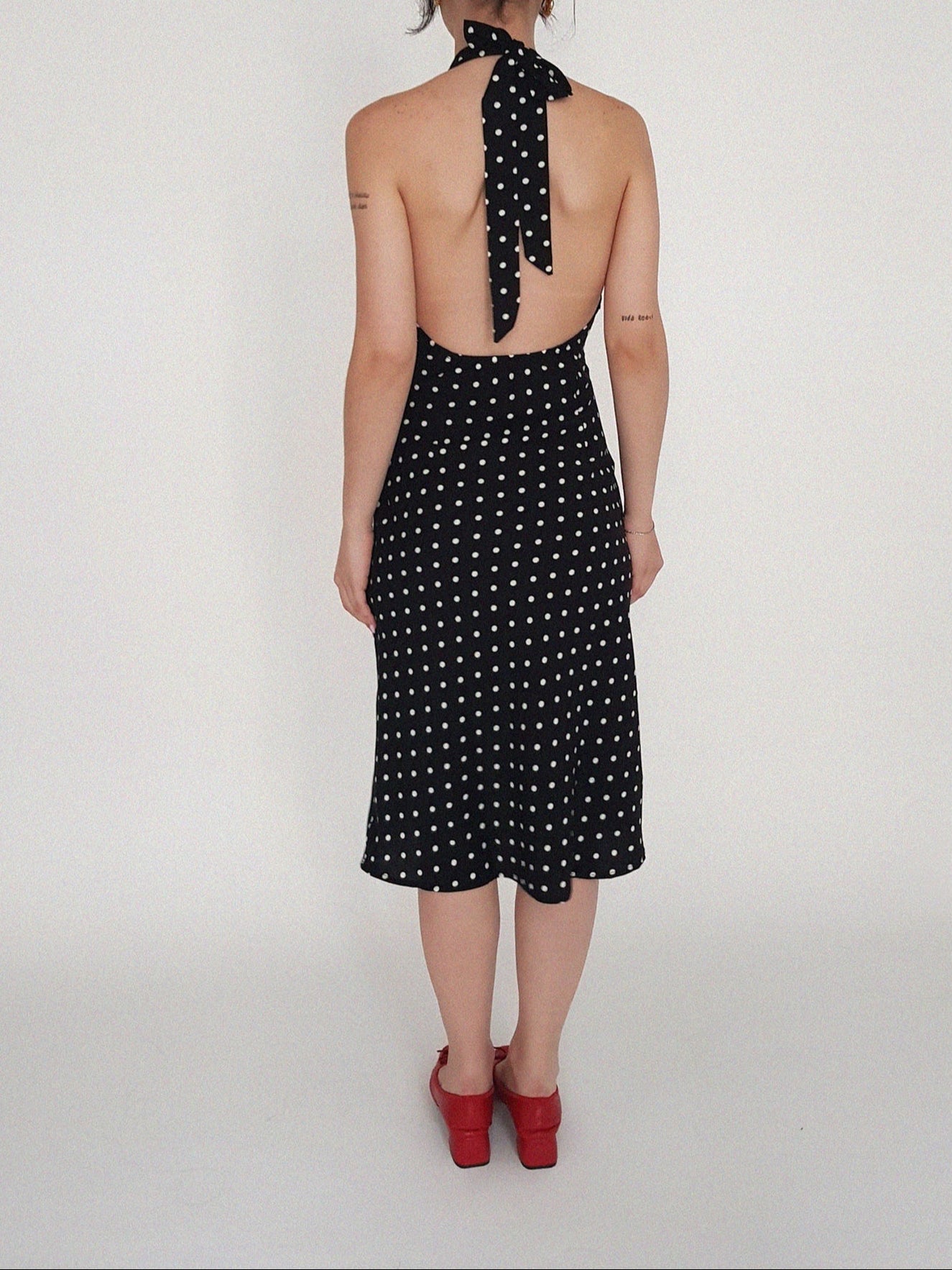 Mitzi Polka-Dot Halter Dress