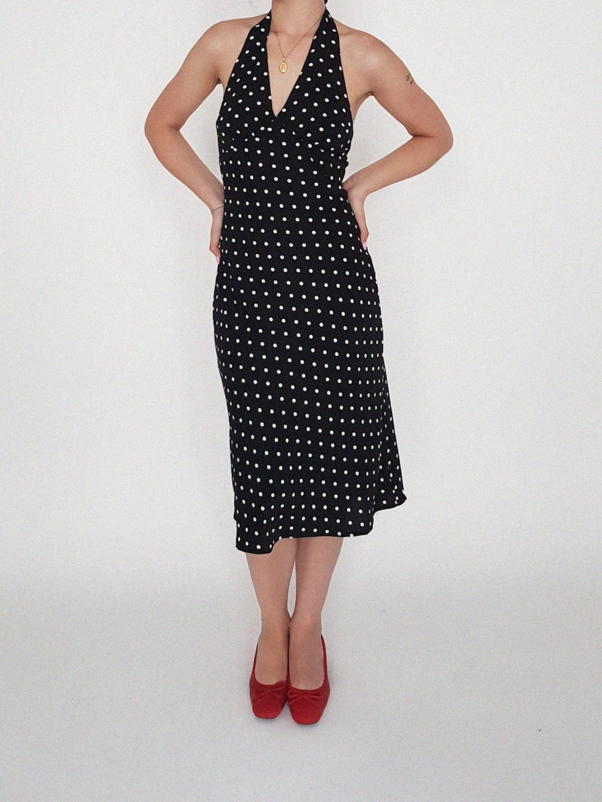 Mitzi Polka-Dot Halter Dress
